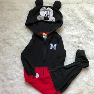 Mickey Mouse Footed Onesie Size 2T  With Hood